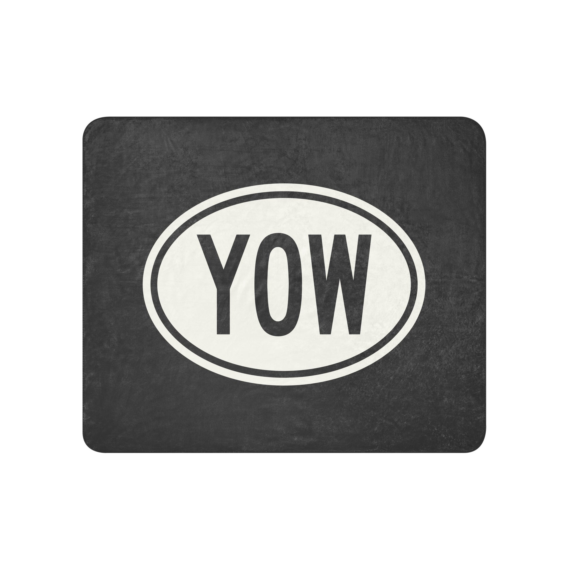 YOW Ottawa Sherpa Blanket • Eclipse Grey with Oval Car Sticker Design • YHM Designs - Image 01