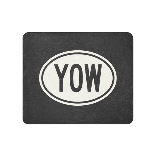 YOW Ottawa Sherpa Blanket • Eclipse Grey with Oval Car Sticker Design • YHM Designs - Image 01