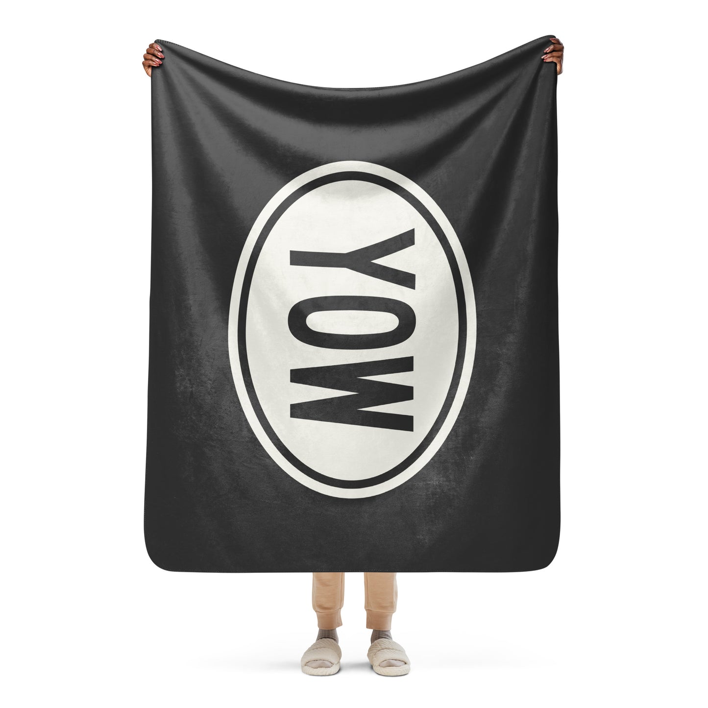 YOW Ottawa Sherpa Blanket • Eclipse Grey with Oval Car Sticker Design • YHM Designs - Image 04