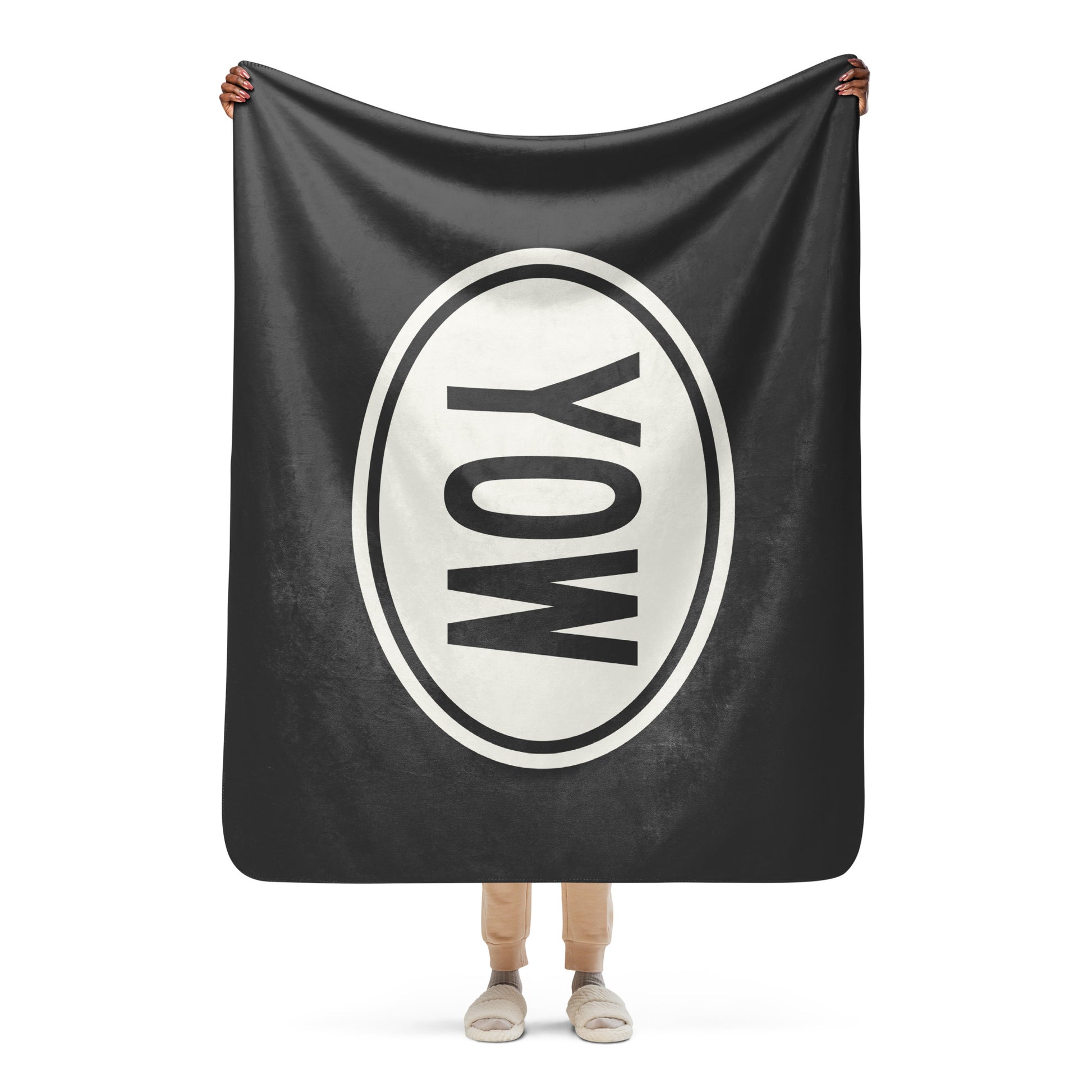 YOW Ottawa Sherpa Blanket • Eclipse Grey with Oval Car Sticker Design • YHM Designs - Image 04