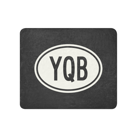 YQB Quebec City Sherpa Blanket • Eclipse Grey with Oval Car Sticker Design • YHM Designs - Image 01
