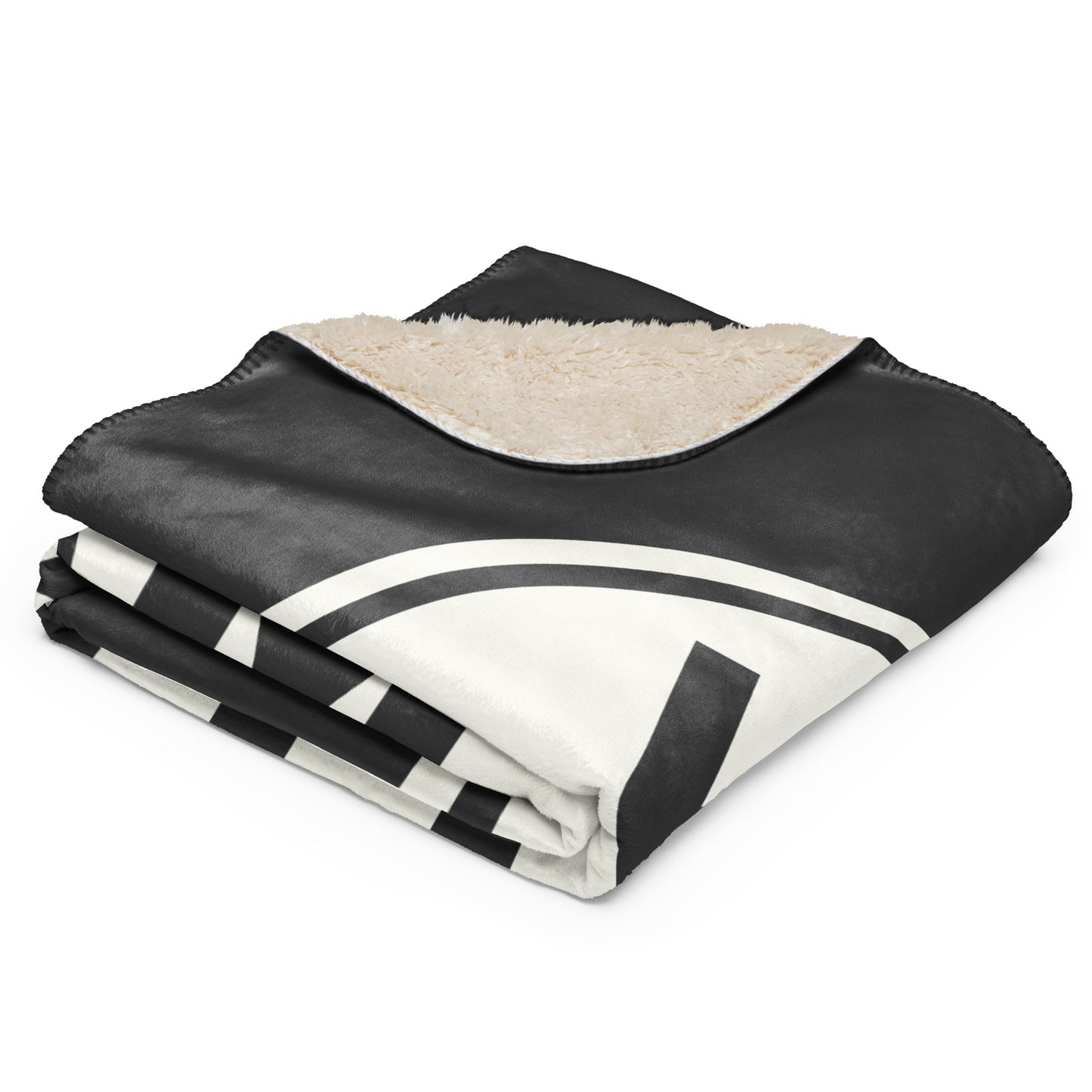 Unique Travel Gift Sherpa Blanket - White Oval • YQM Moncton Souvenir • YHM Designs - Image 02