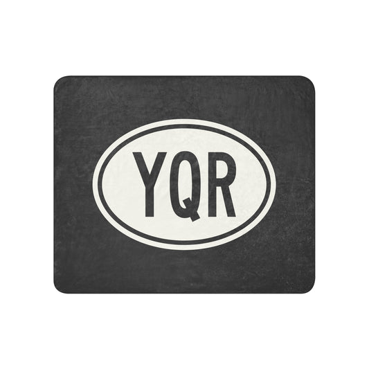 YQR Regina Sherpa Blanket • Eclipse Grey with Oval Car Sticker Design • YHM Designs - Image 01