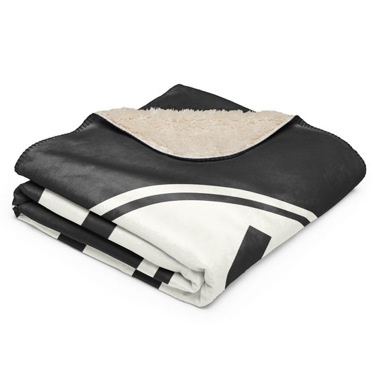 YQT Thunder Bay Sherpa Blanket • Eclipse Grey with Oval Car Sticker Design • YHM Designs - Image 02