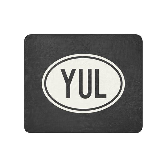 YUL Montreal Sherpa Blanket • Eclipse Grey with Oval Car Sticker Design • YHM Designs - Image 01