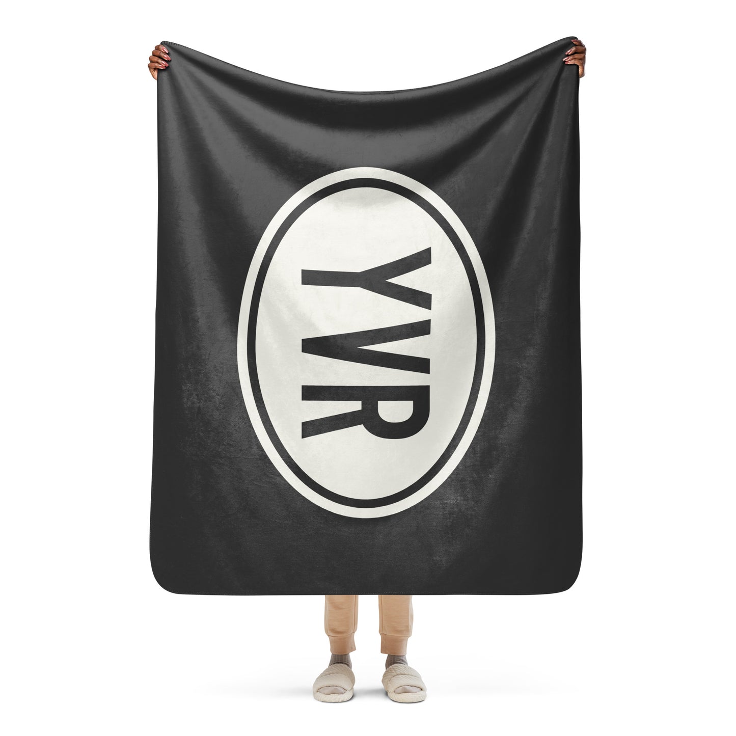 Unique Travel Gift Sherpa Blanket - White Oval • YVR Vancouver Souvenir • YHM Designs - Image 04