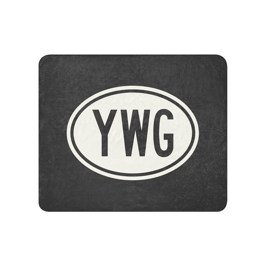 YWG Winnipeg Sherpa Blanket • Eclipse Grey with Oval Car Sticker Design • YHM Designs - Image 01
