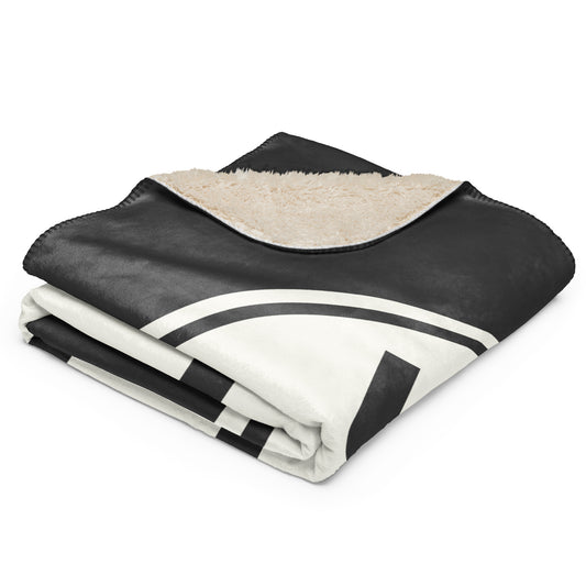 YYJ Victoria Sherpa Blanket • Eclipse Grey with Oval Car Sticker Design • YHM Designs - Image 02