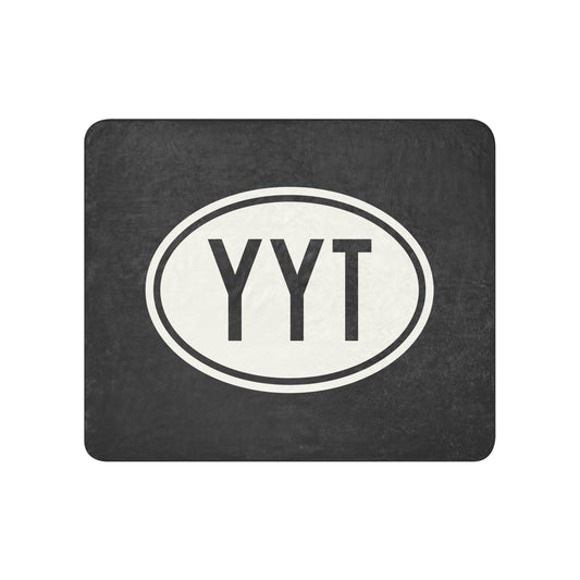 YYT St. John's Sherpa Blanket • Eclipse Grey with Oval Car Sticker Design • YHM Designs - Image 01