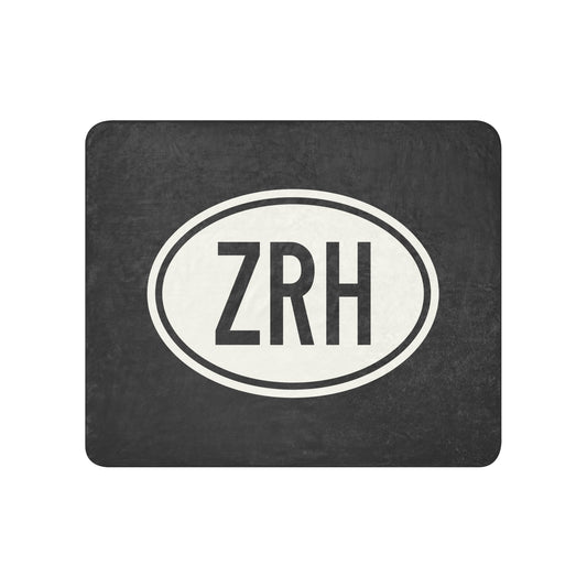 ZRH Zurich Sherpa Blanket • Eclipse Grey with Oval Car Sticker Design • YHM Designs - Image 01