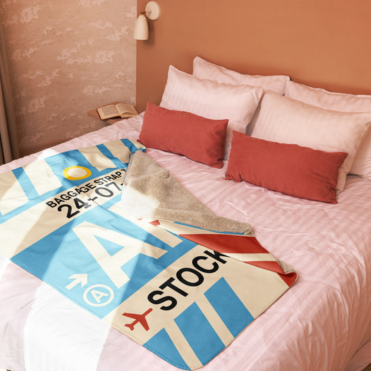 ARN Stockholm Sherpa Blanket • Jet Age Baggage Tag Design • YHM Designs - Image 02