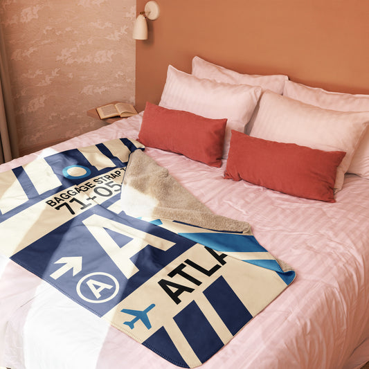 ATL Atlanta Sherpa Blanket • Jet Age Baggage Tag Design • YHM Designs - Image 02
