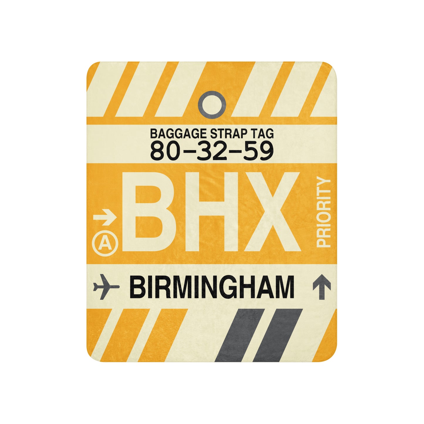 BHX Birmingham Sherpa Blanket • Jet Age Baggage Tag Design • YHM Designs - Image 01