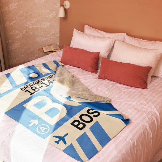 BOS Boston Sherpa Blanket • Jet Age Baggage Tag Design • YHM Designs - Image 02