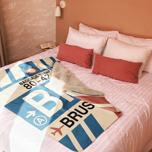 Travel Gift Sherpa Blanket • BRU Brussels • YHM Designs - Image 02
