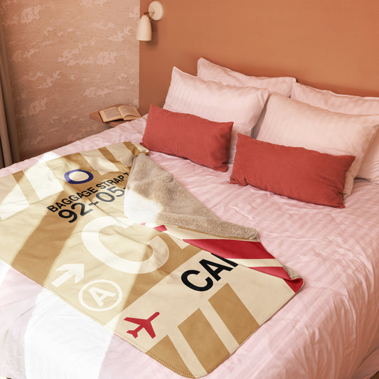 CAI Cairo Sherpa Blanket • Jet Age Baggage Tag Design • YHM Designs - Image 02