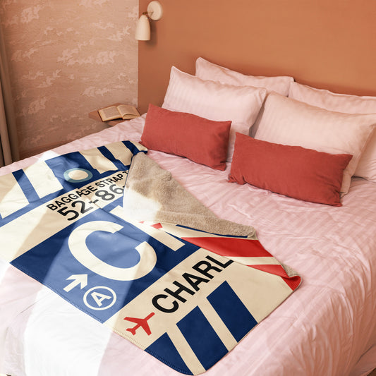 CHS Charleston Sherpa Blanket • Jet Age Baggage Tag Design • YHM Designs - Image 02