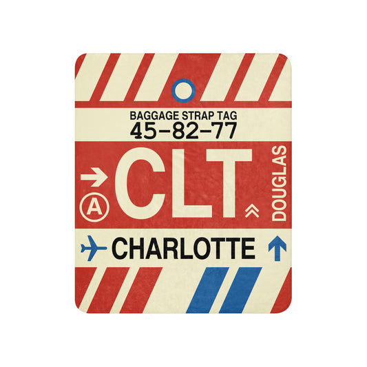 Travel Gift Sherpa Blanket • CLT Charlotte • YHM Designs - Image 01