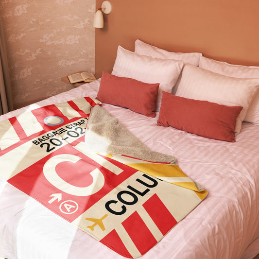 CMH Columbus Sherpa Blanket • Jet Age Baggage Tag Design • YHM Designs - Image 02