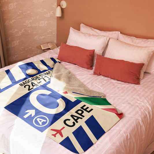 CPT Cape Town Sherpa Blanket • Jet Age Baggage Tag Design • YHM Designs - Image 02