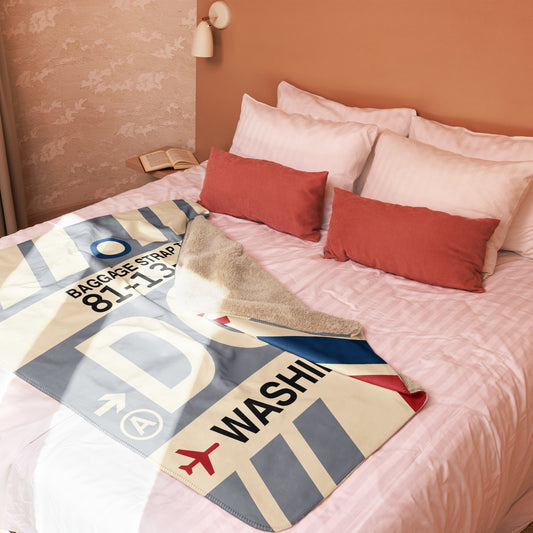 DCA Washington Sherpa Blanket • Jet Age Baggage Tag Design • YHM Designs - Image 02