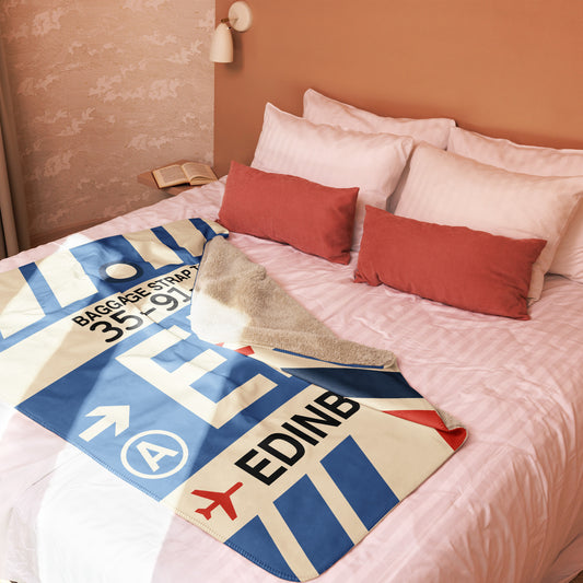 EDI Edinburgh Sherpa Blanket • Jet Age Baggage Tag Design • YHM Designs - Image 02