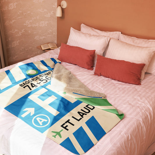 FLL Fort Lauderdale Sherpa Blanket • Jet Age Baggage Tag Design • YHM Designs - Image 02