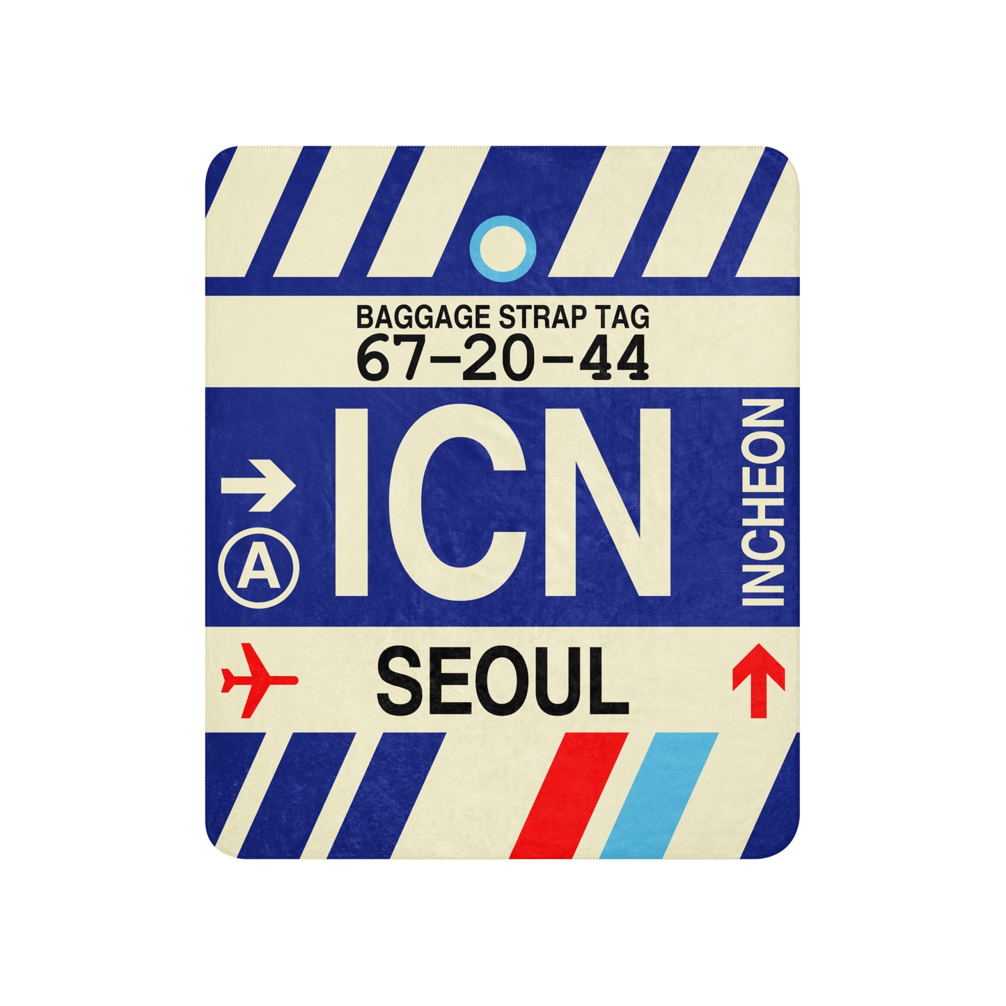 ICN Seoul Sherpa Blanket • Jet Age Baggage Tag Design • YHM Designs - Image 01
