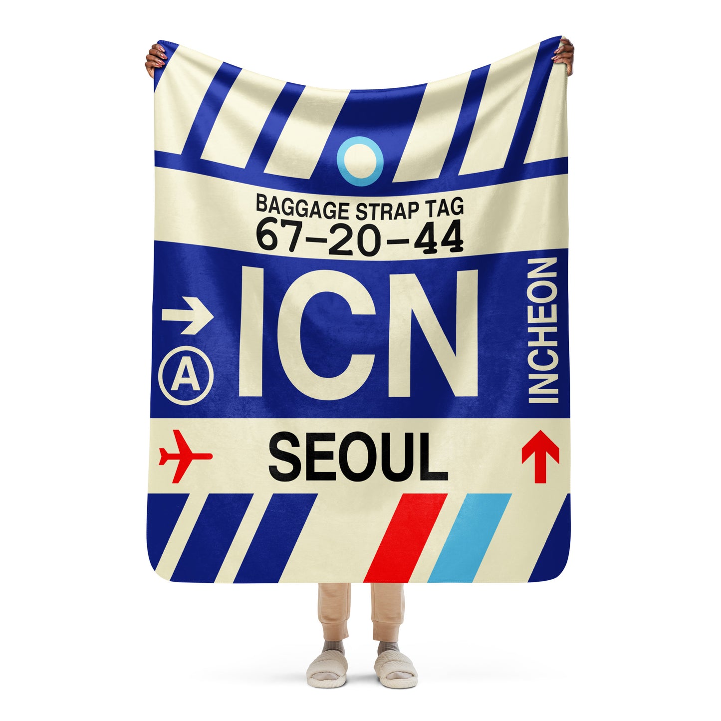 ICN Seoul Sherpa Blanket • Jet Age Baggage Tag Design • YHM Designs - Image 05