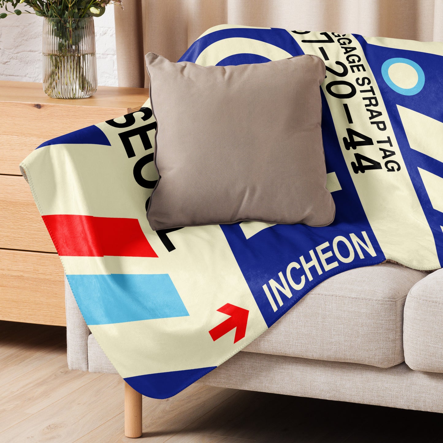 ICN Seoul Sherpa Blanket • Jet Age Baggage Tag Design • YHM Designs - Image 06