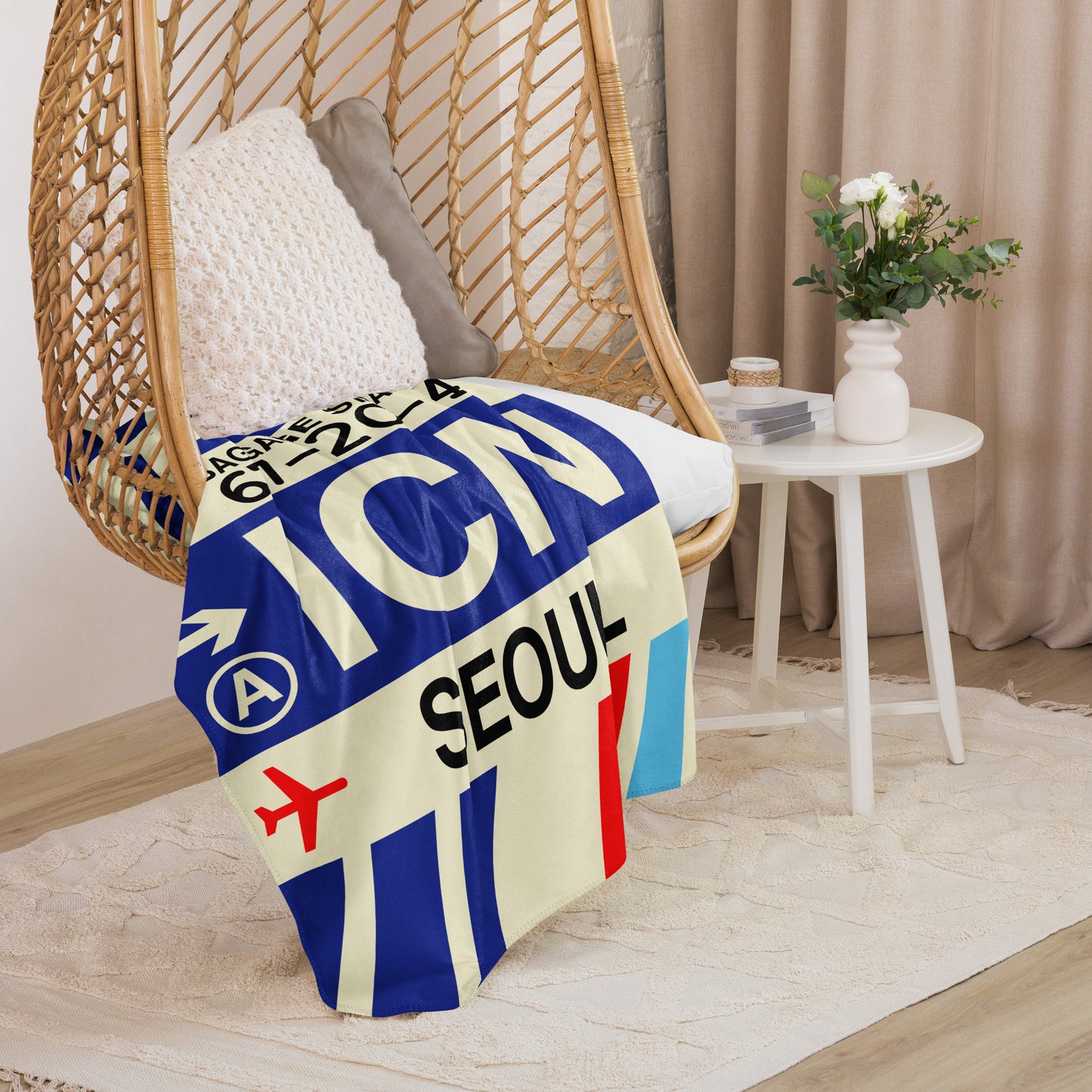 ICN Seoul Sherpa Blanket • Jet Age Baggage Tag Design • YHM Designs - Image 07