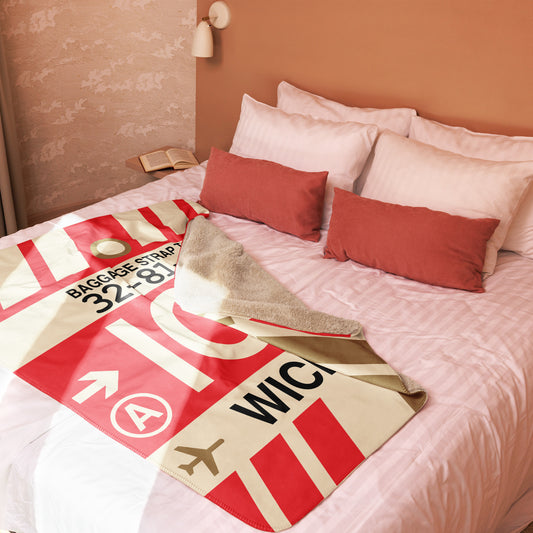 ICT Wichita Sherpa Blanket • Jet Age Baggage Tag Design • YHM Designs - Image 02