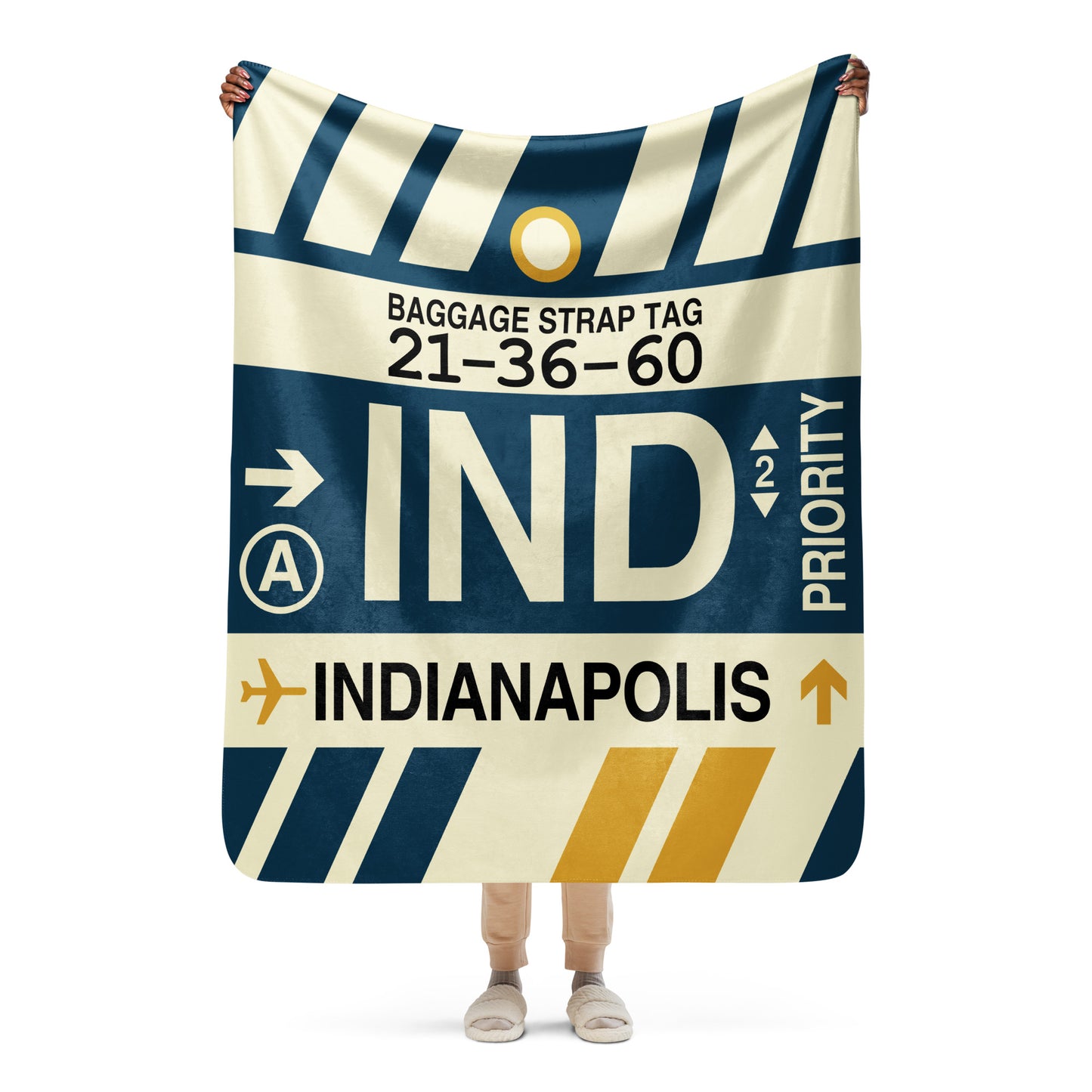 Travel Gift Sherpa Blanket • IND Indianapolis Souvenir • YHM Designs - Image 05