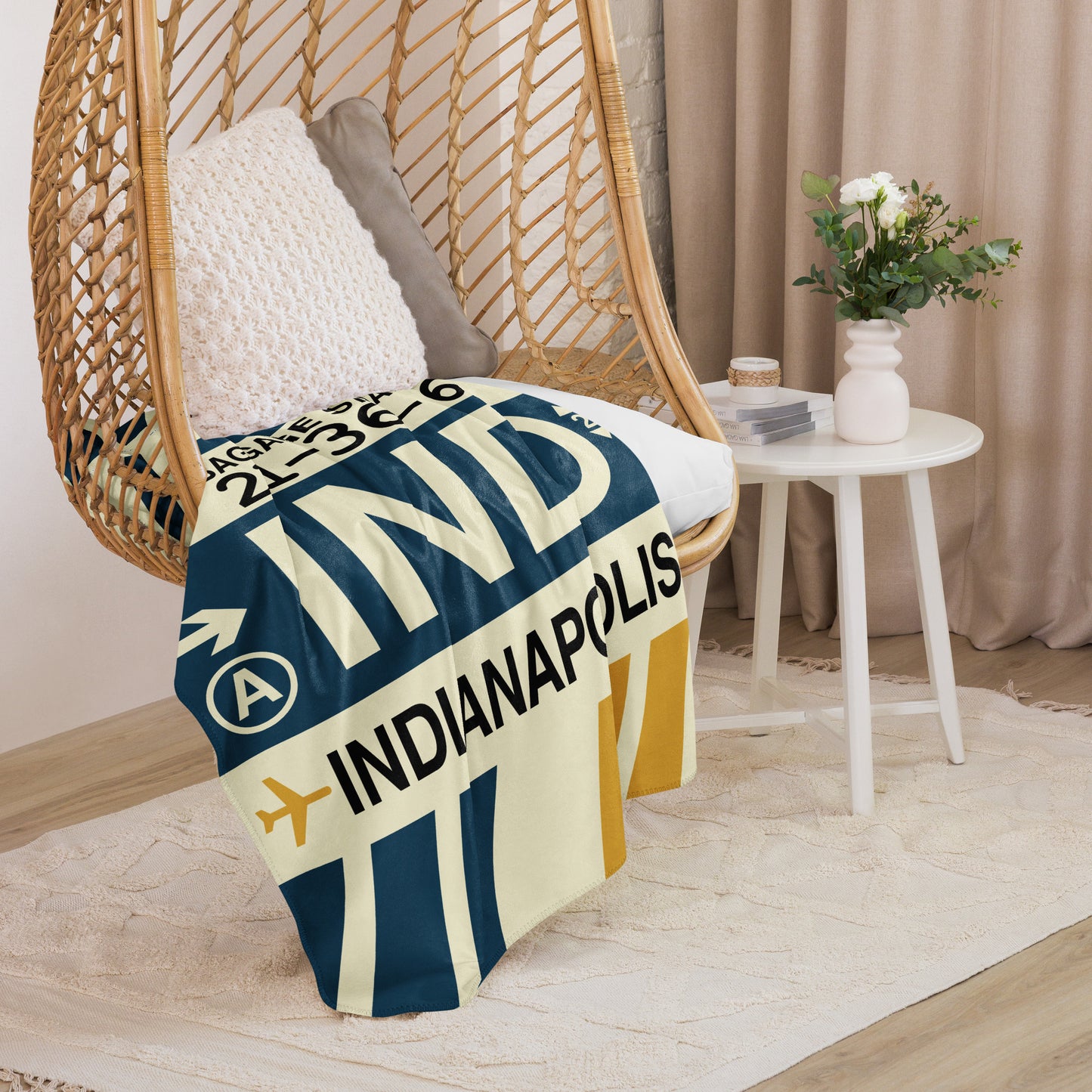 Travel Gift Sherpa Blanket • IND Indianapolis Souvenir • YHM Designs - Image 07
