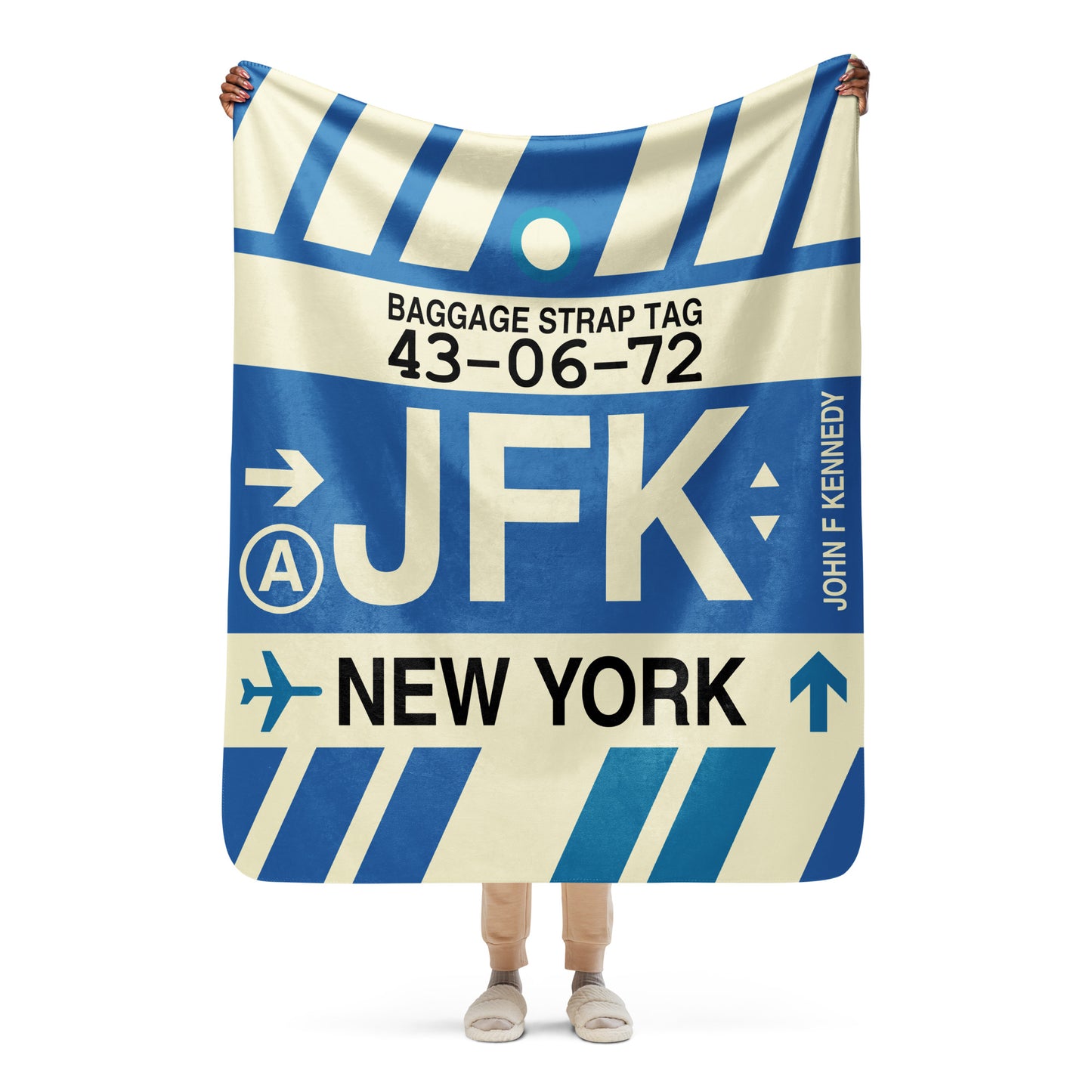 Travel Gift Sherpa Blanket • JFK New York City Souvenir • YHM Designs - Image 05
