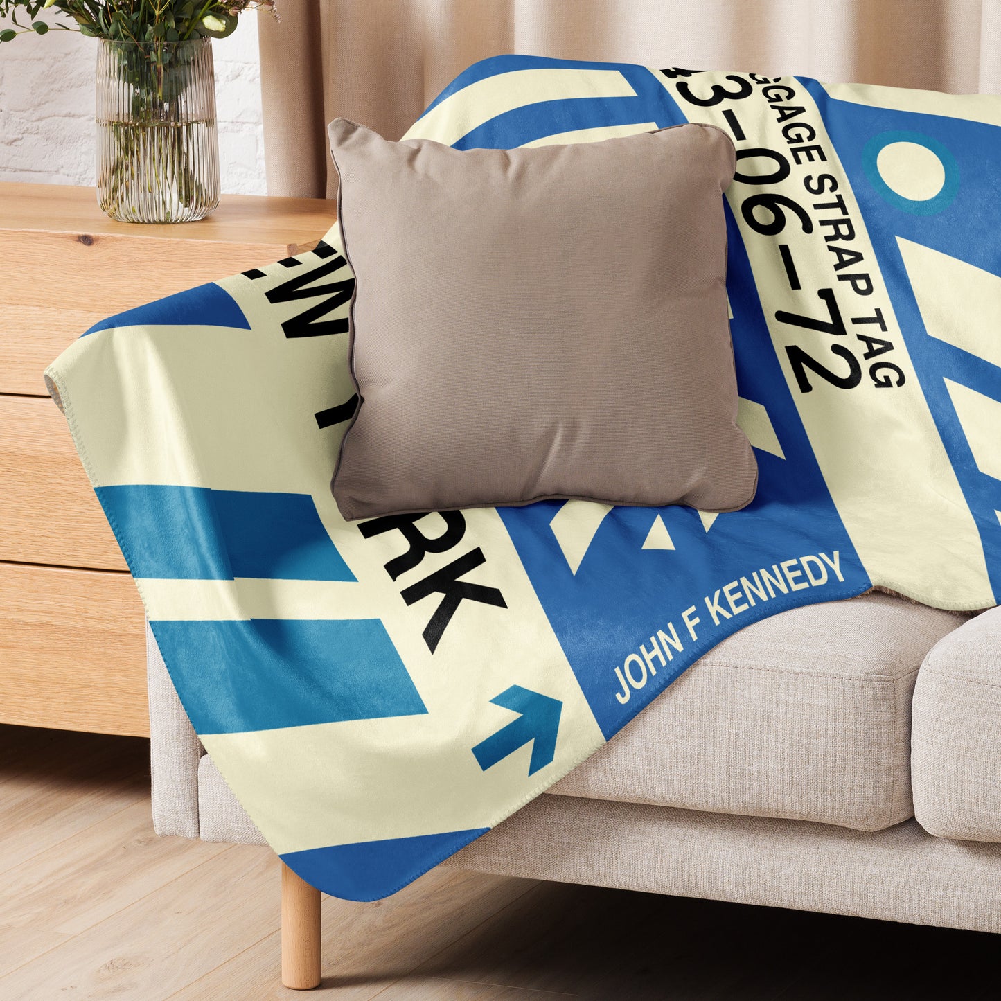 Travel Gift Sherpa Blanket • JFK New York City Souvenir • YHM Designs - Image 06