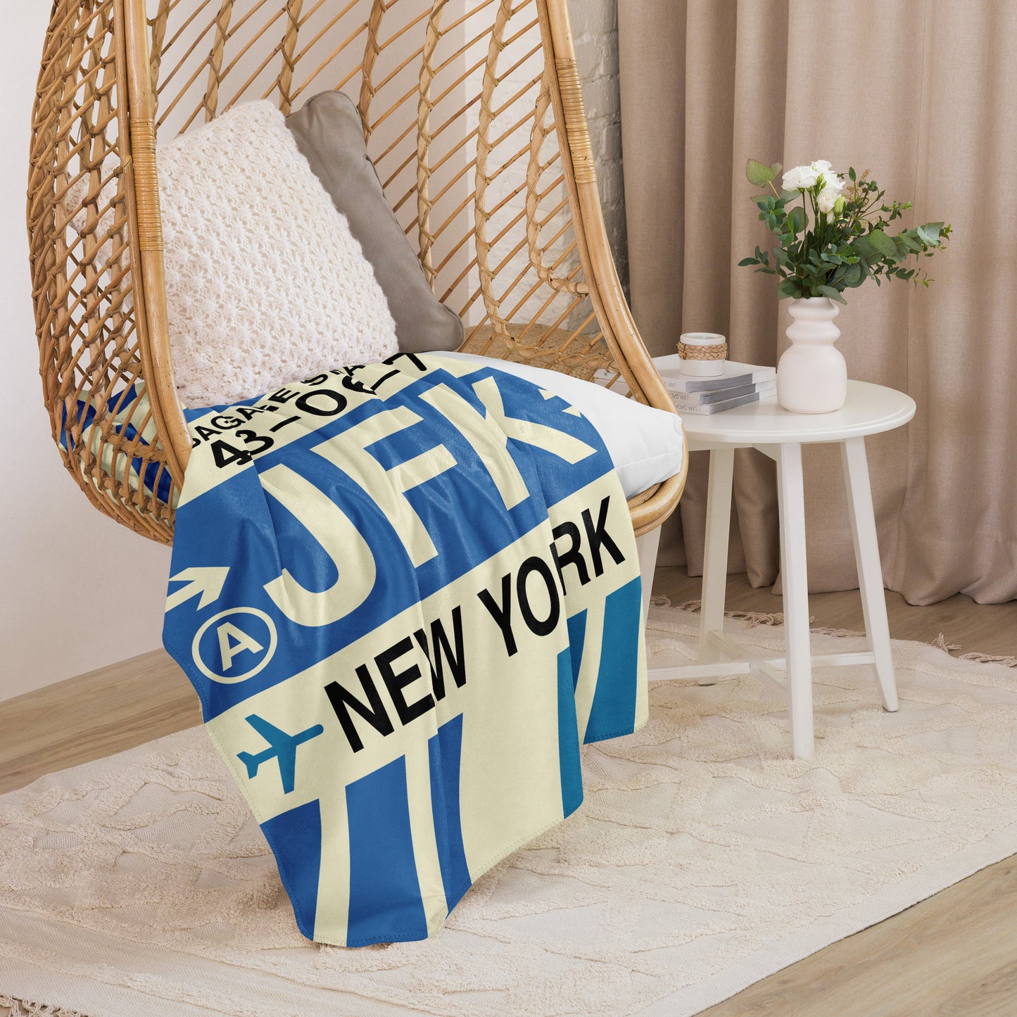 Travel Gift Sherpa Blanket • JFK New York City Souvenir • YHM Designs - Image 07