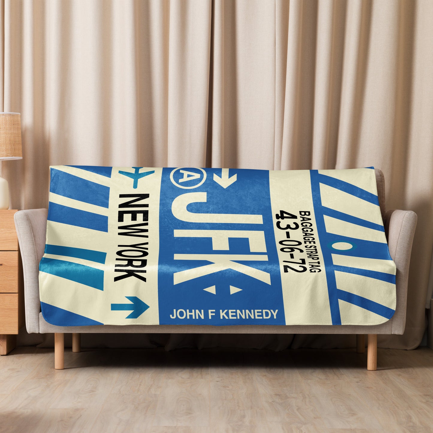 Travel Gift Sherpa Blanket • JFK New York City Souvenir • YHM Designs - Image 08