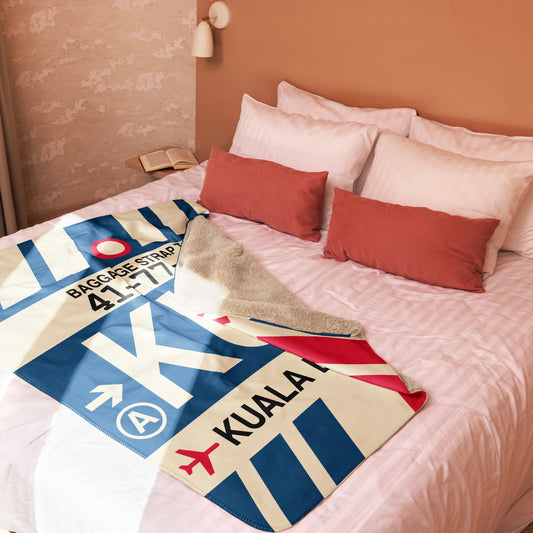 KUL Kuala Lumpur Sherpa Blanket • Jet Age Baggage Tag Design • YHM Designs - Image 02