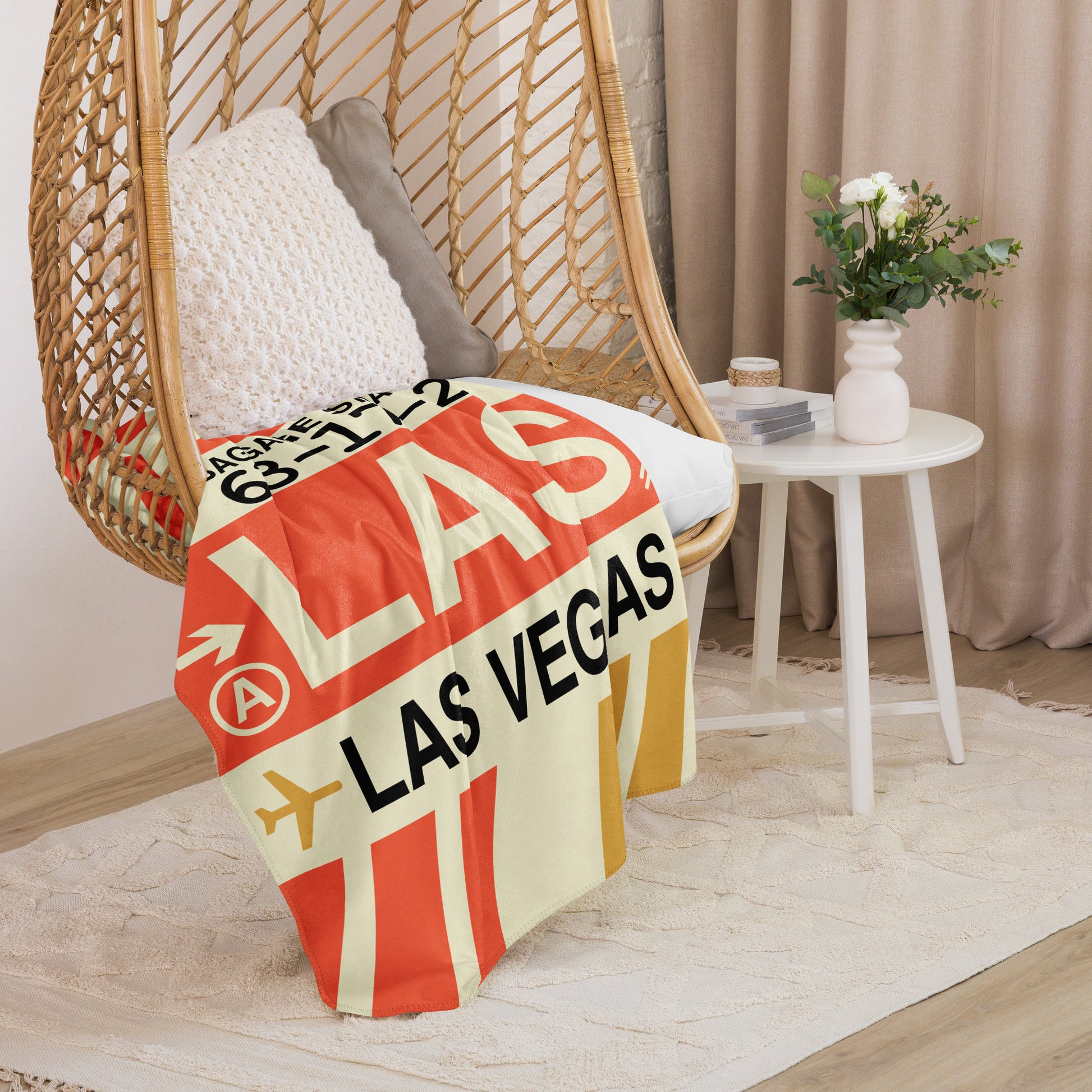 LAS Las Vegas Sherpa Blanket • Jet Age Baggage Tag Design • YHM Designs - Image 07