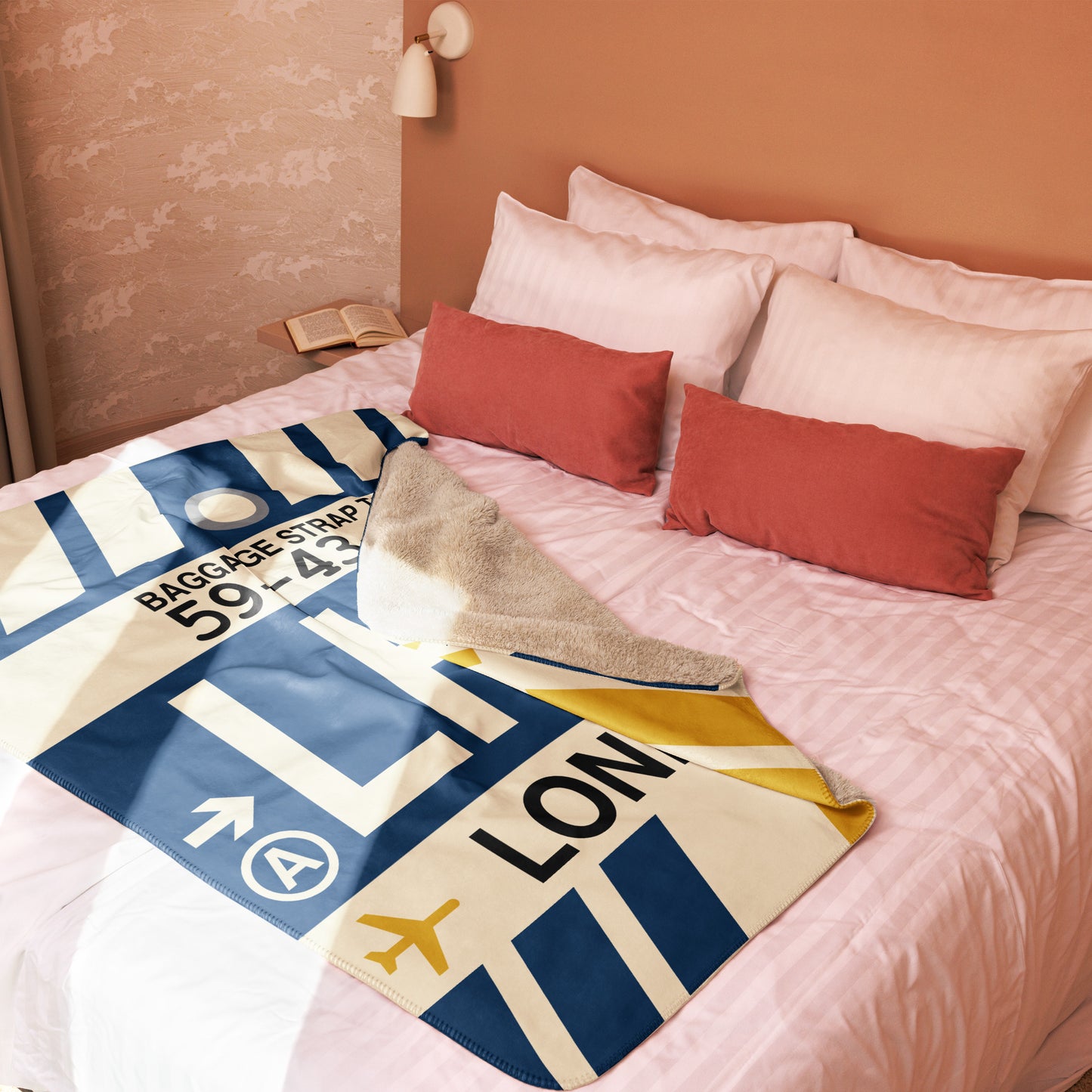 Travel Gift Sherpa Blanket • LHR London Souvenir • YHM Designs - Image 02