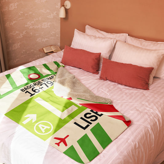 LIS Lisbon Sherpa Blanket • Jet Age Baggage Tag Design • YHM Designs - Image 02