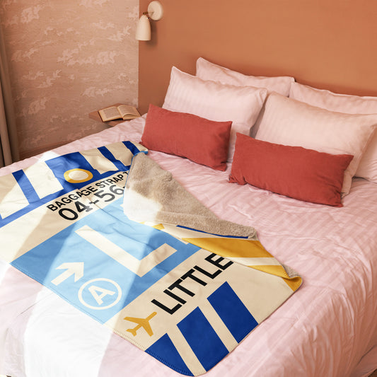 LIT Little Rock Sherpa Blanket • Jet Age Baggage Tag Design • YHM Designs - Image 02