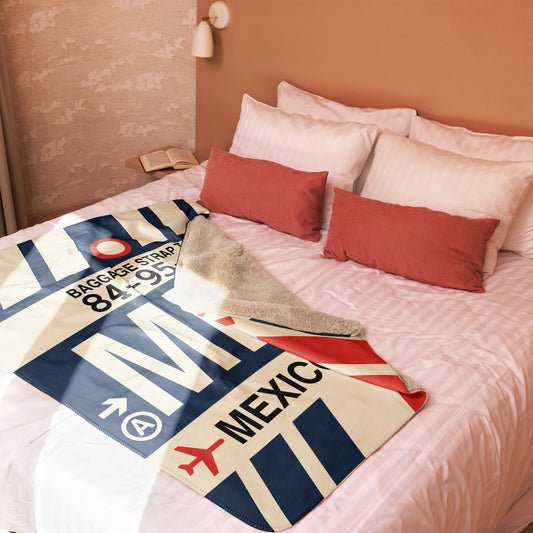 MEX Mexico City Sherpa Blanket • Jet Age Baggage Tag Design • YHM Designs - Image 02