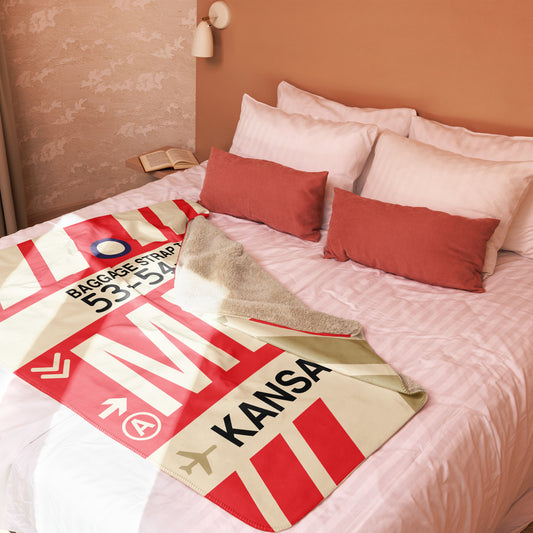 MKC Kansas City Sherpa Blanket • Jet Age Baggage Tag Design • YHM Designs - Image 02