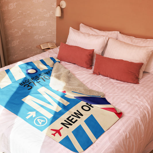 MSY New Orleans Sherpa Blanket • Jet Age Baggage Tag Design • YHM Designs - Image 02