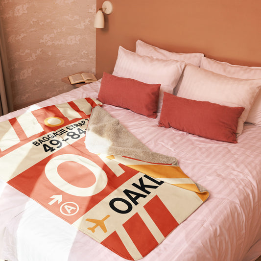 OAK Oakland Sherpa Blanket • Jet Age Baggage Tag Design • YHM Designs - Image 02