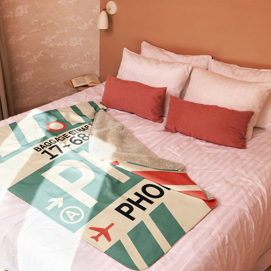 PHL Philadelphia Sherpa Blanket • Jet Age Baggage Tag Design • YHM Designs - Image 02