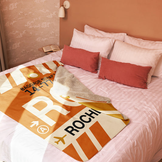 ROC Rochester Sherpa Blanket • Jet Age Baggage Tag Design • YHM Designs - Image 02