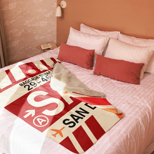 SAN San Diego Sherpa Blanket • Jet Age Baggage Tag Design • YHM Designs - Image 02